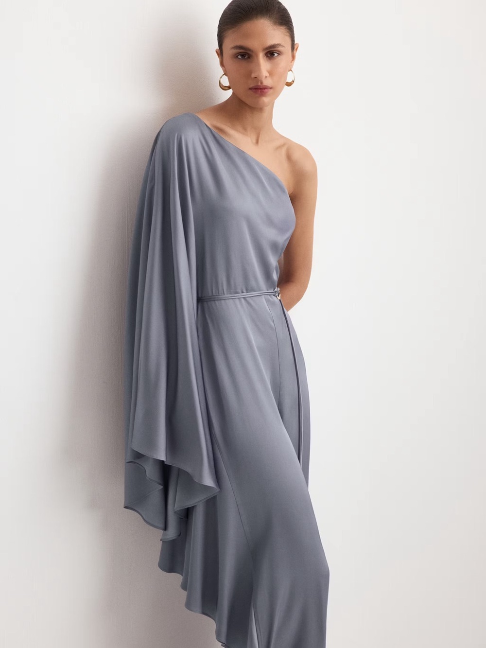 ASYMMETRICAL FLARED-SLEEVE JUMPSUIT